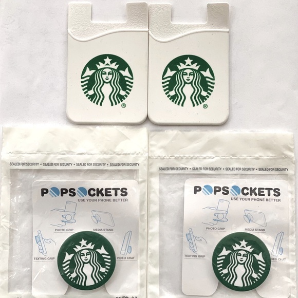 Starbucks Other - 2NEW Starbucks Popsockets & Silicone Card Wallets